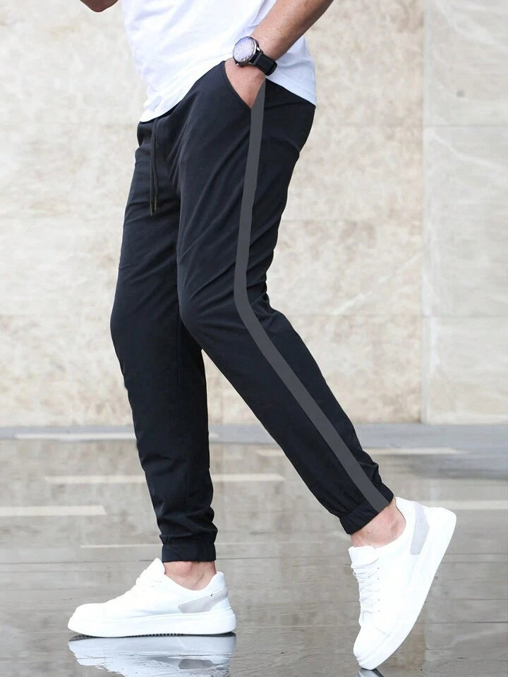 Grey Side Stripe Trousers