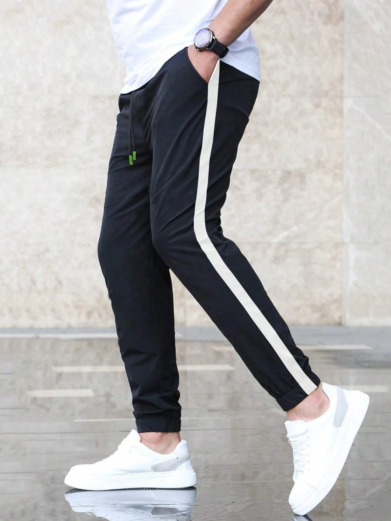 Black side stripe trouser shop
