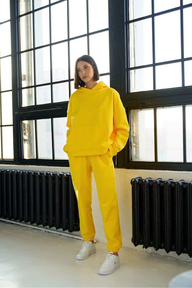 Yellow Oversized Plain Hoodie & Sweatpants – The Hawk - Street