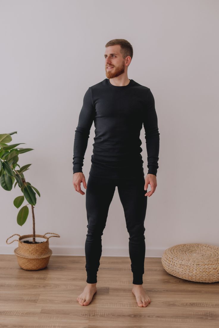 Black Men Thermal Suit