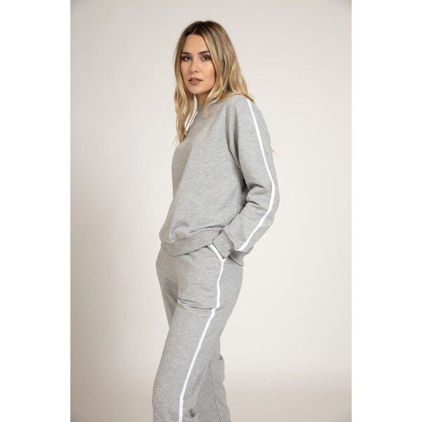 Light Grey Side stripe Sweatshirt & Sweatpants