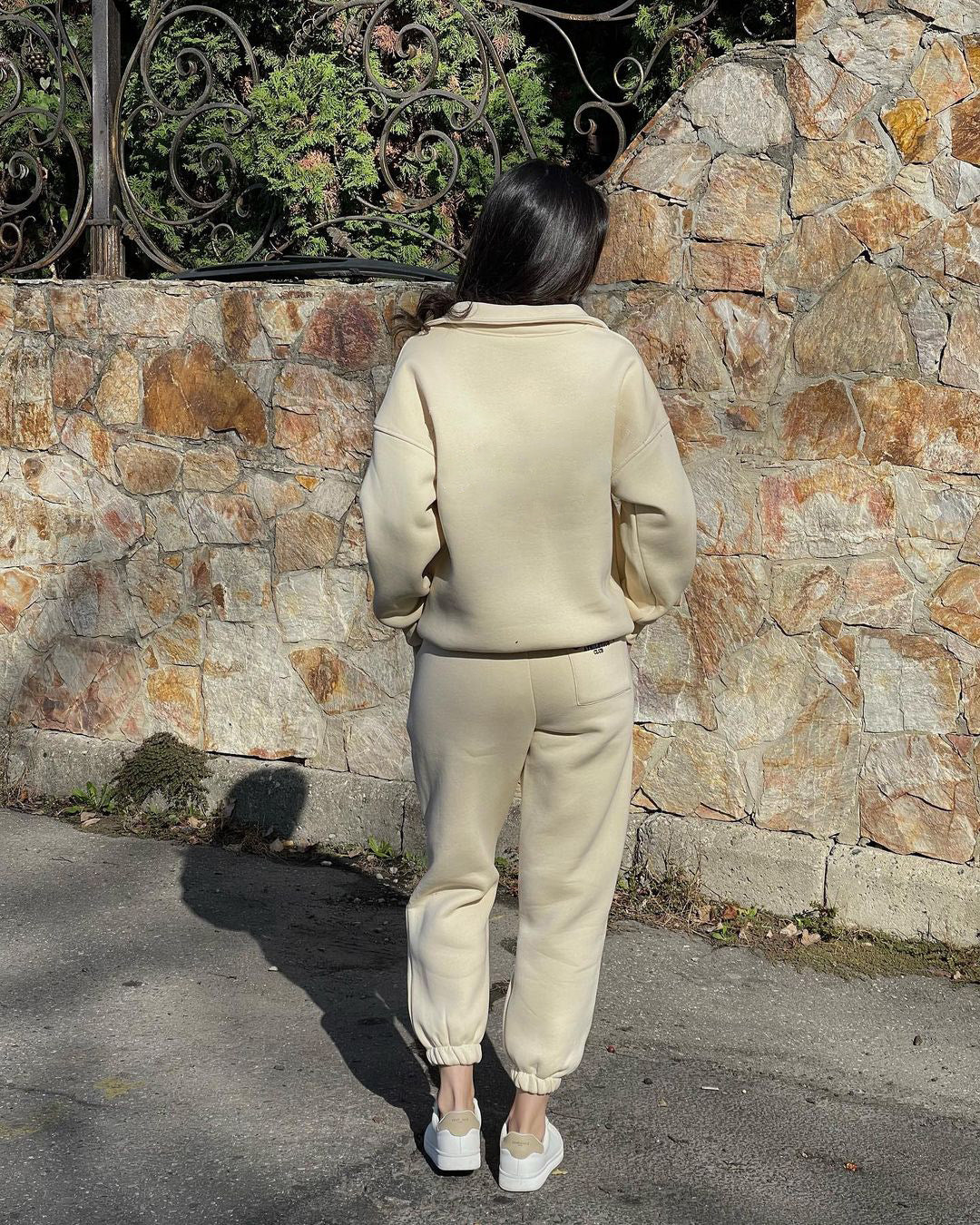 Cream Zip Up Tracksuit
