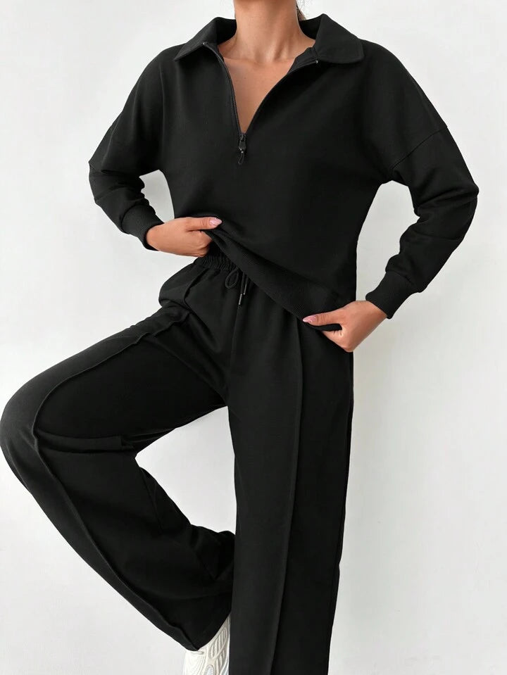 Black 1/4 Zip Tracksuit