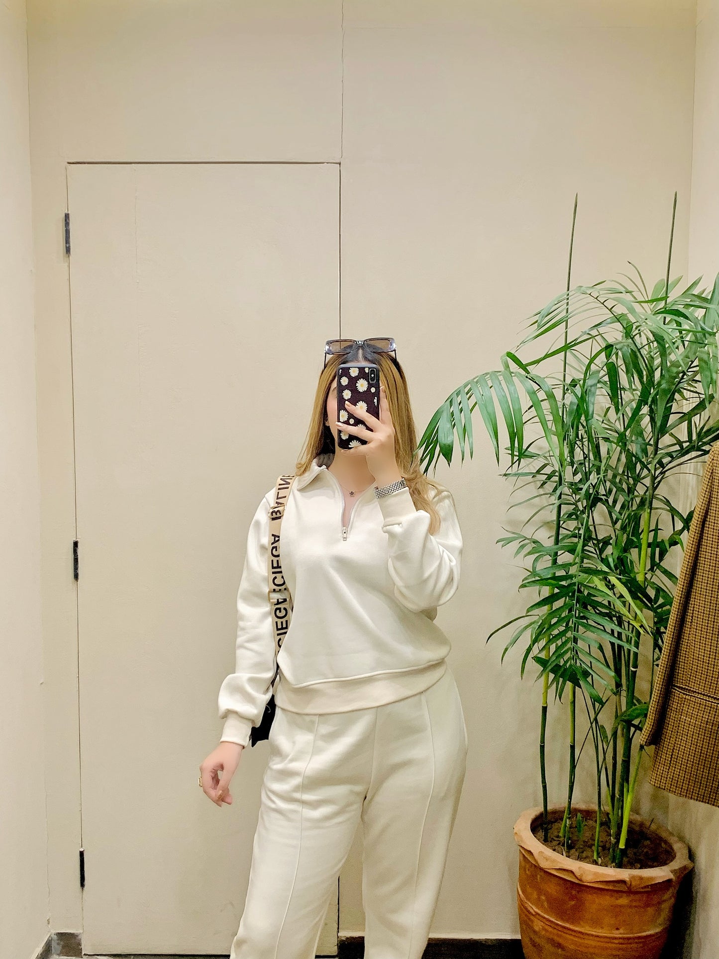 Off White 1/4 Zipper Tracksuit