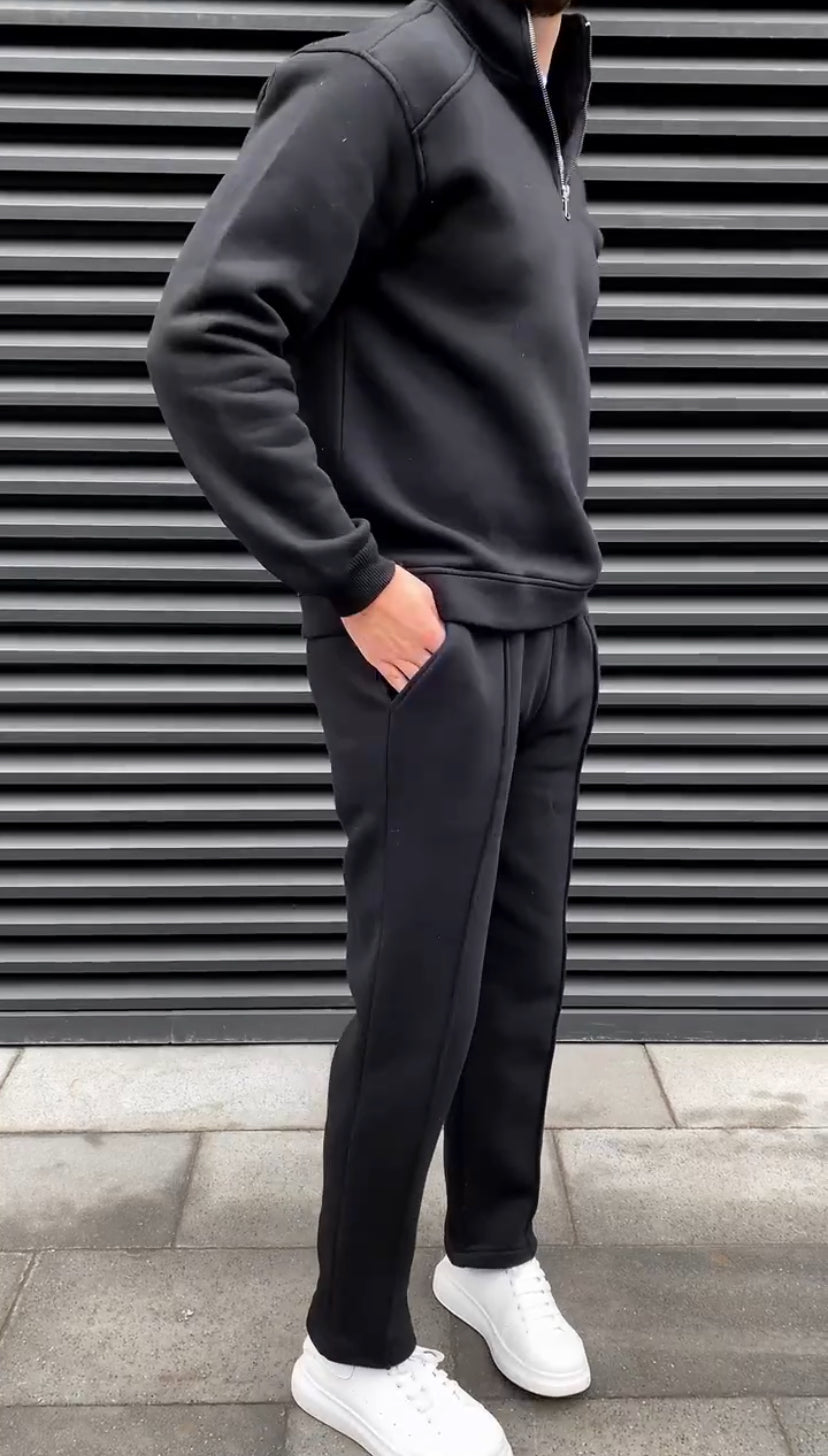 Black 1/4 Zip Tracksuit