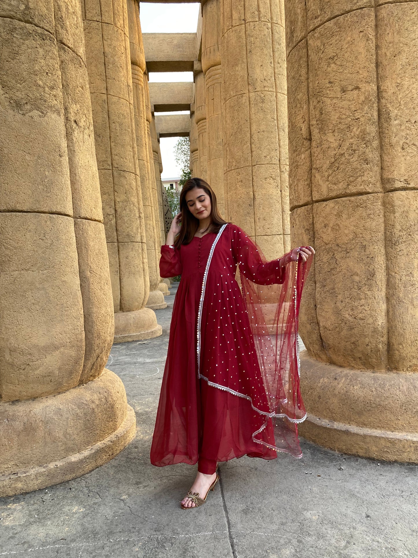 3PC - Maroon Frock