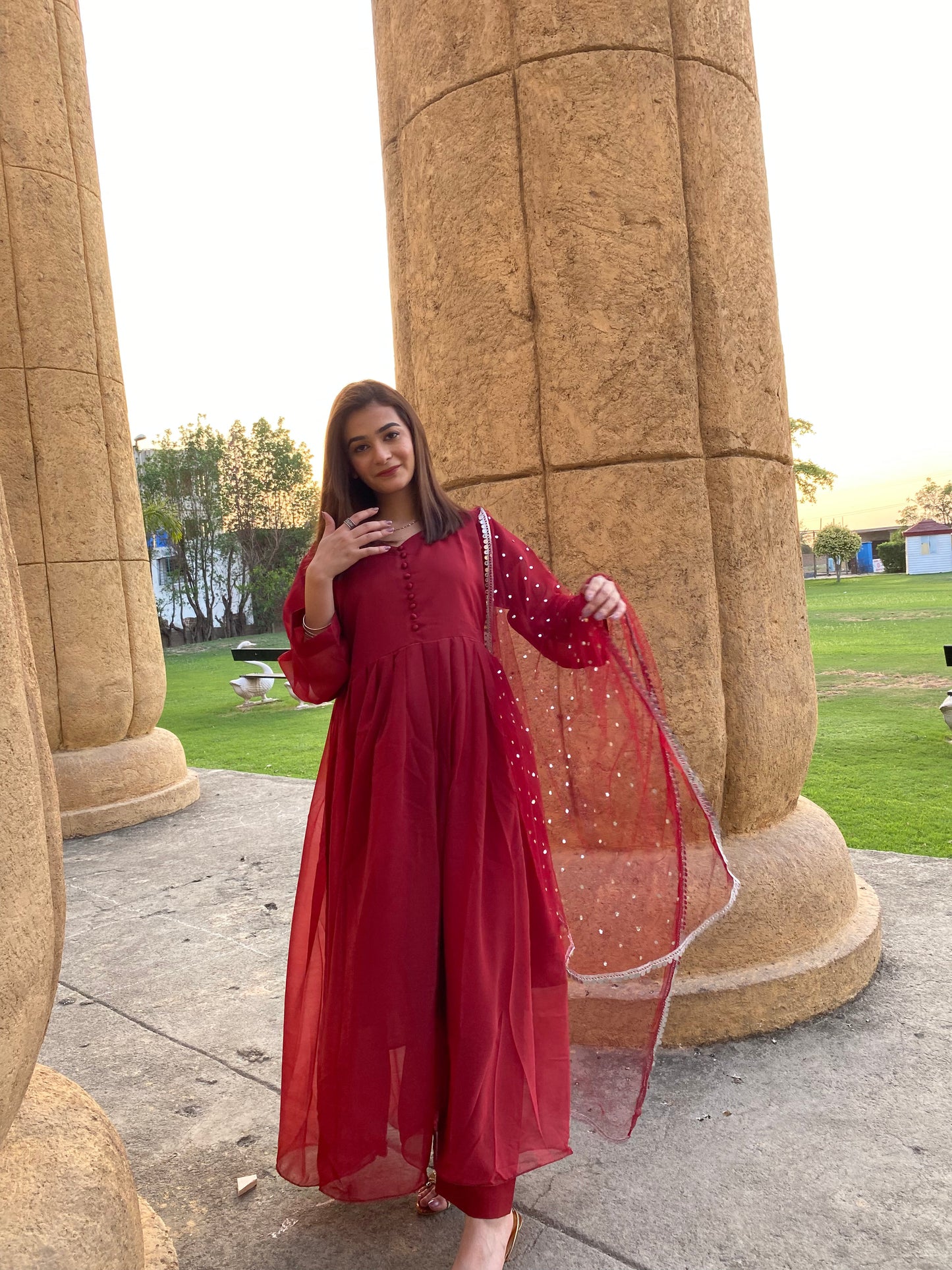 3PC - Maroon Frock