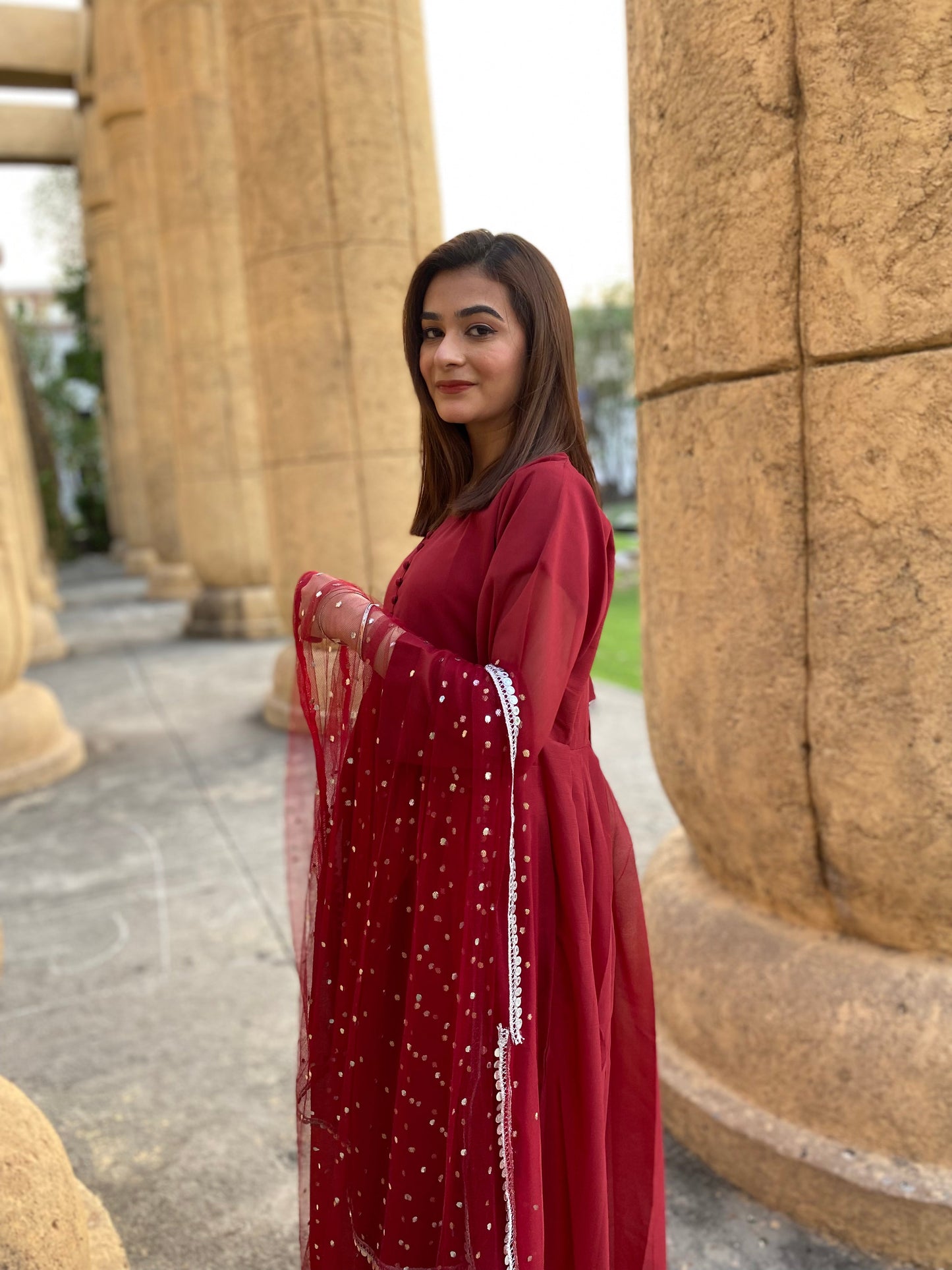 3PC - Maroon Frock