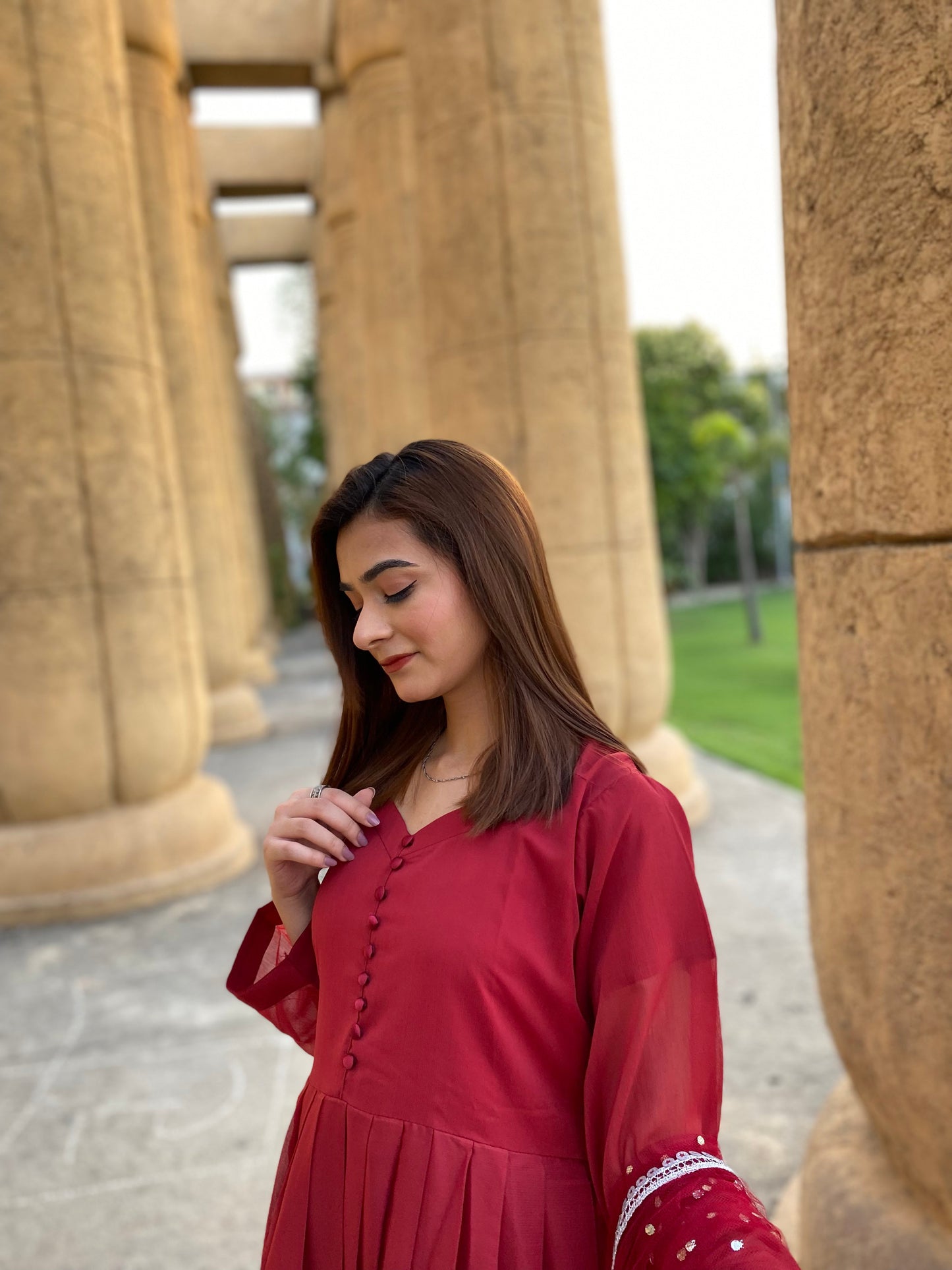 3PC - Maroon Frock