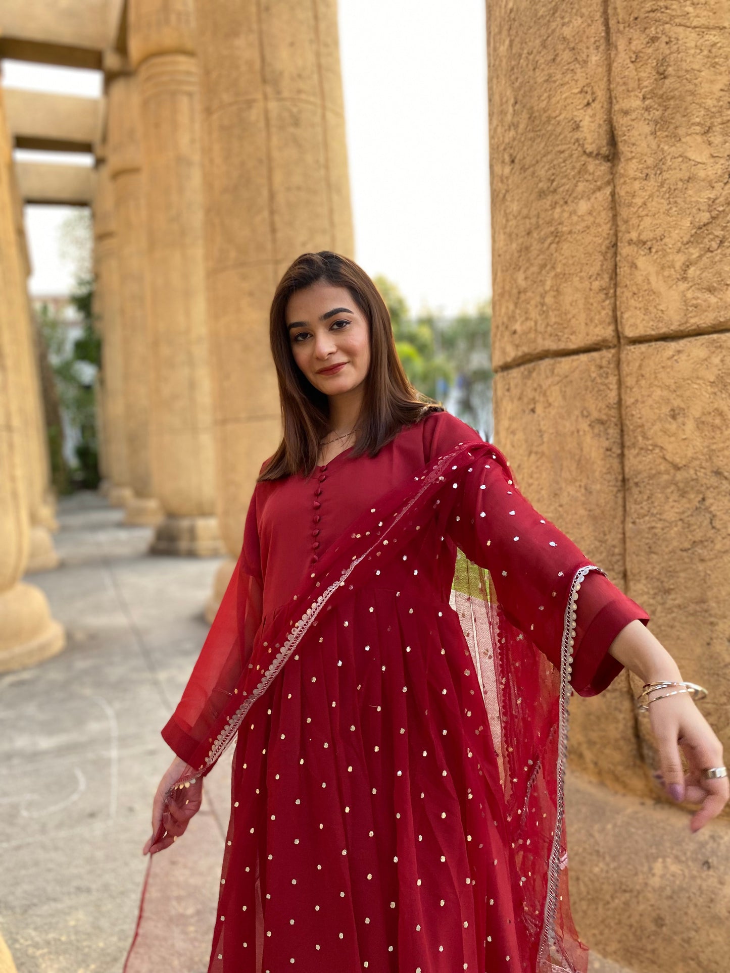 3PC - Maroon Frock