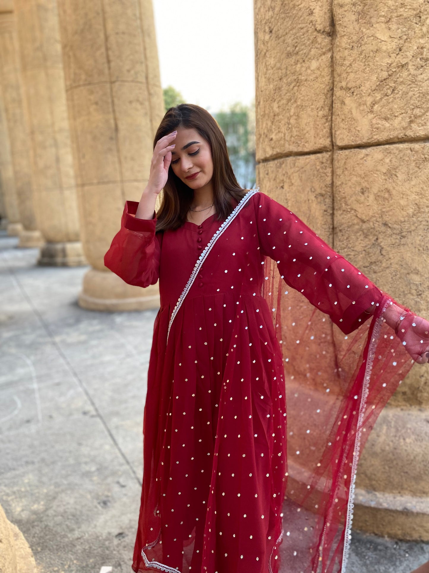 3PC - Maroon Frock