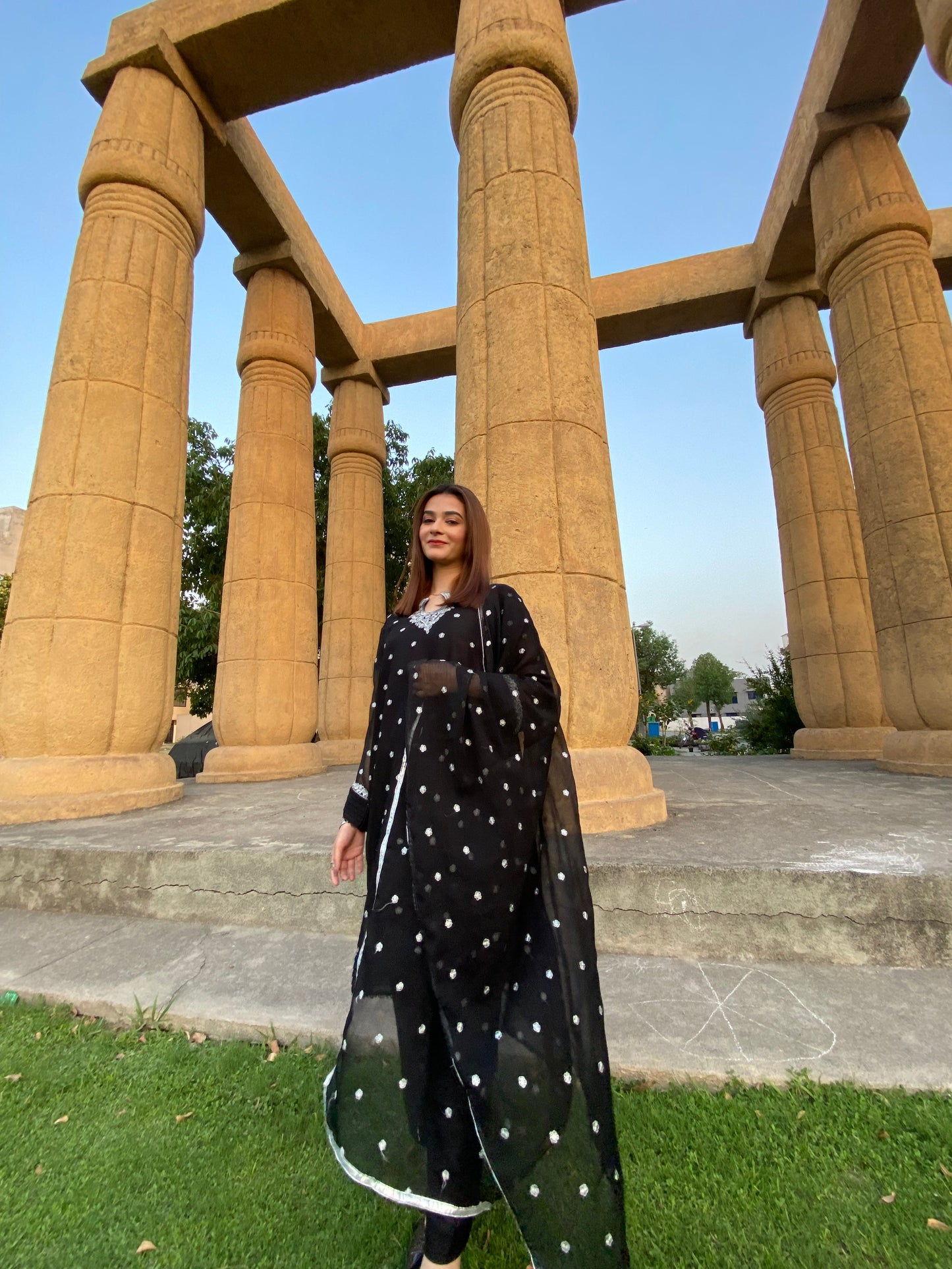 3PC - Silver Embroided Black Suit