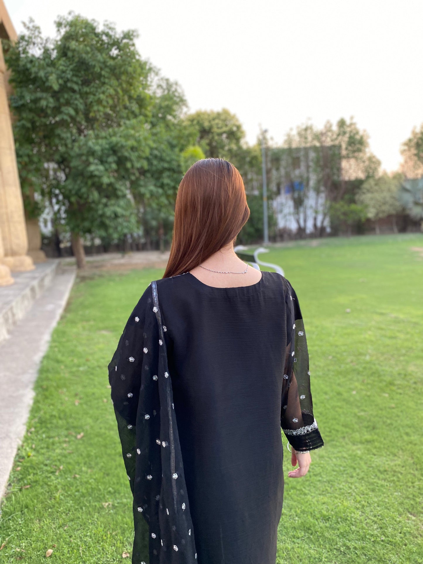 3PC - Silver Embroided Black Suit