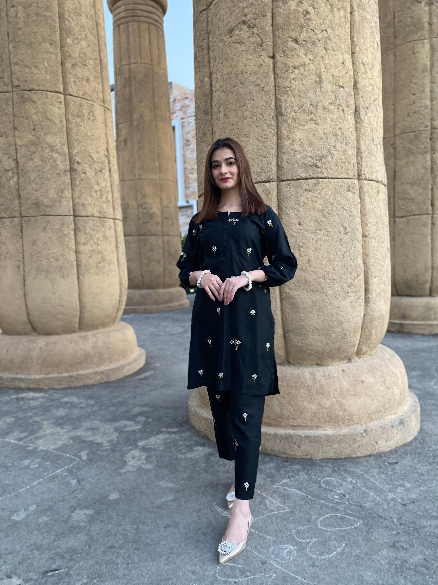 2PC - Black Embroidered Suit