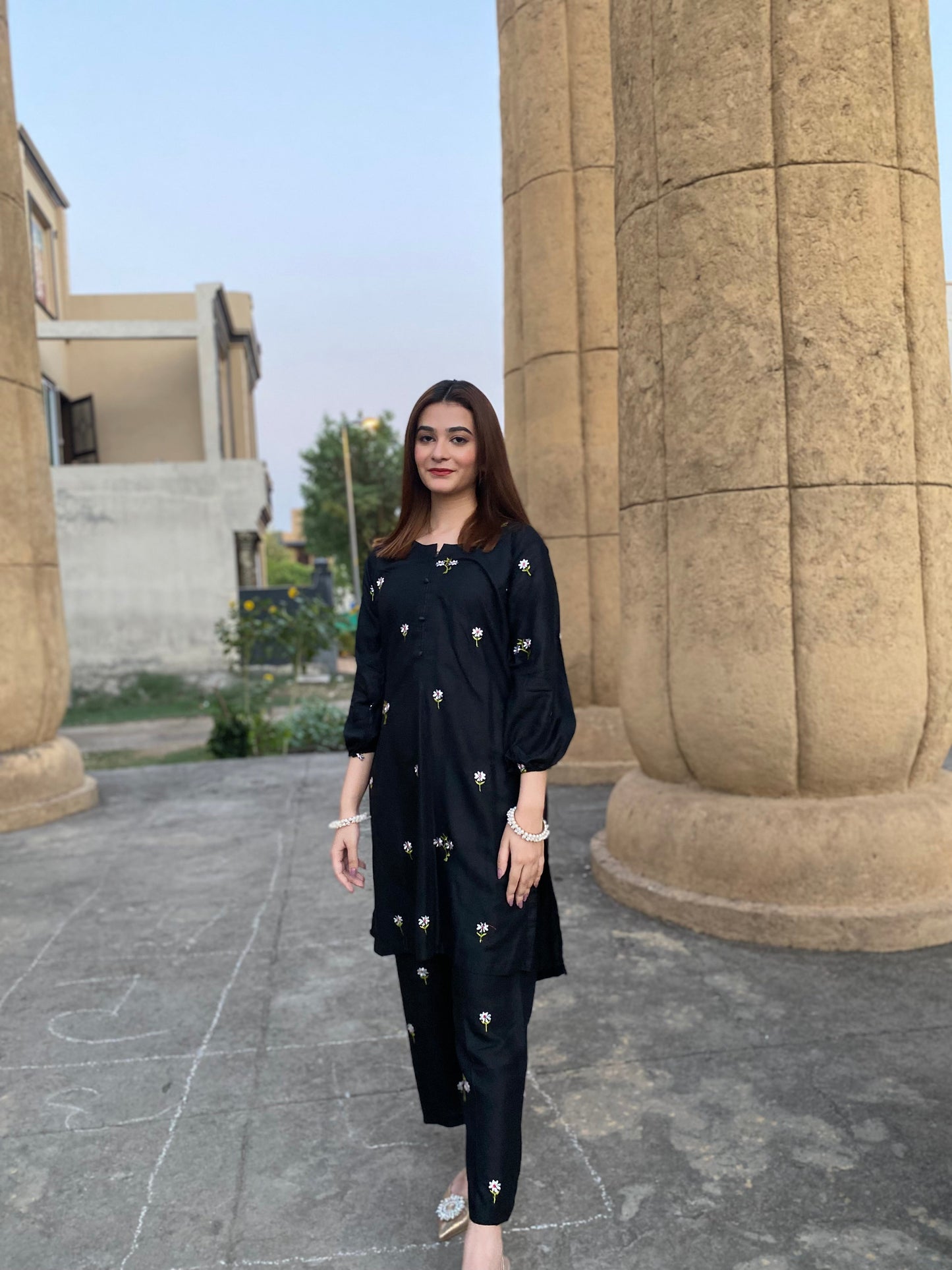 2PC - Black Embroidered Suit