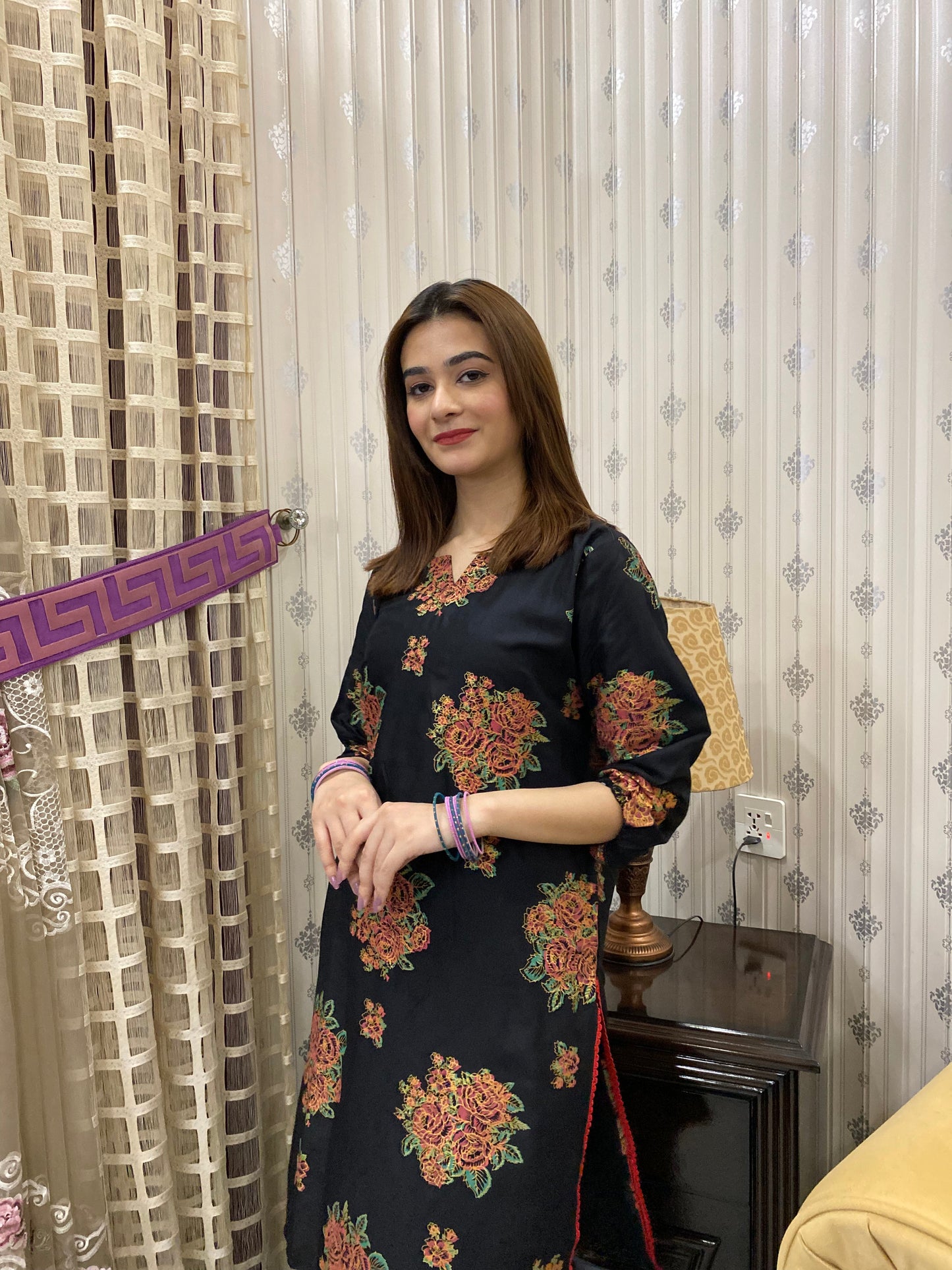 2PC - Black Block Print Suit