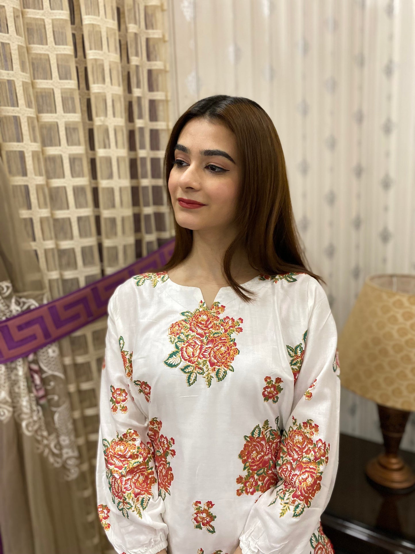 2PC - White Block Print Suit