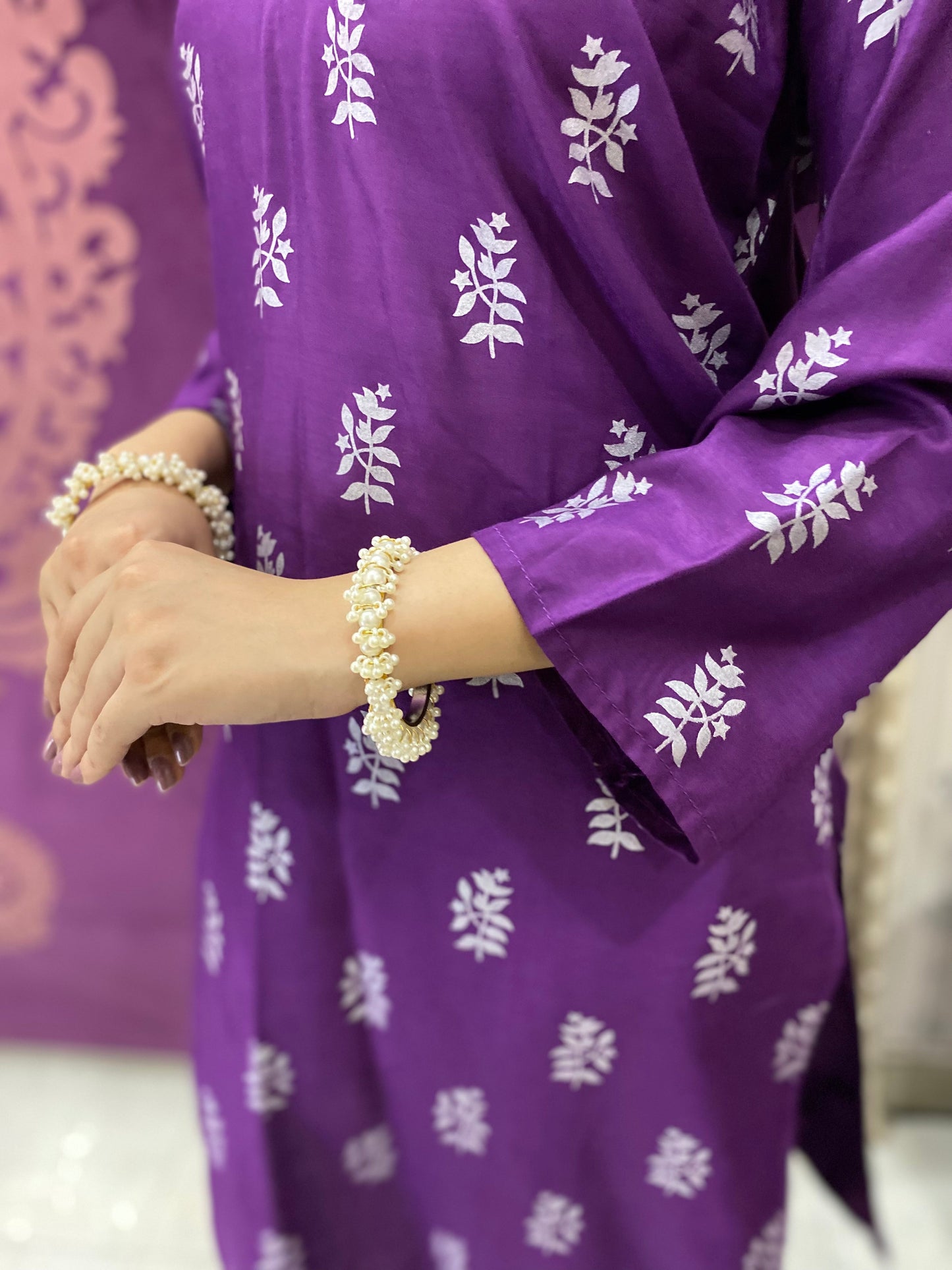 2PC - Purple Block Print Suit