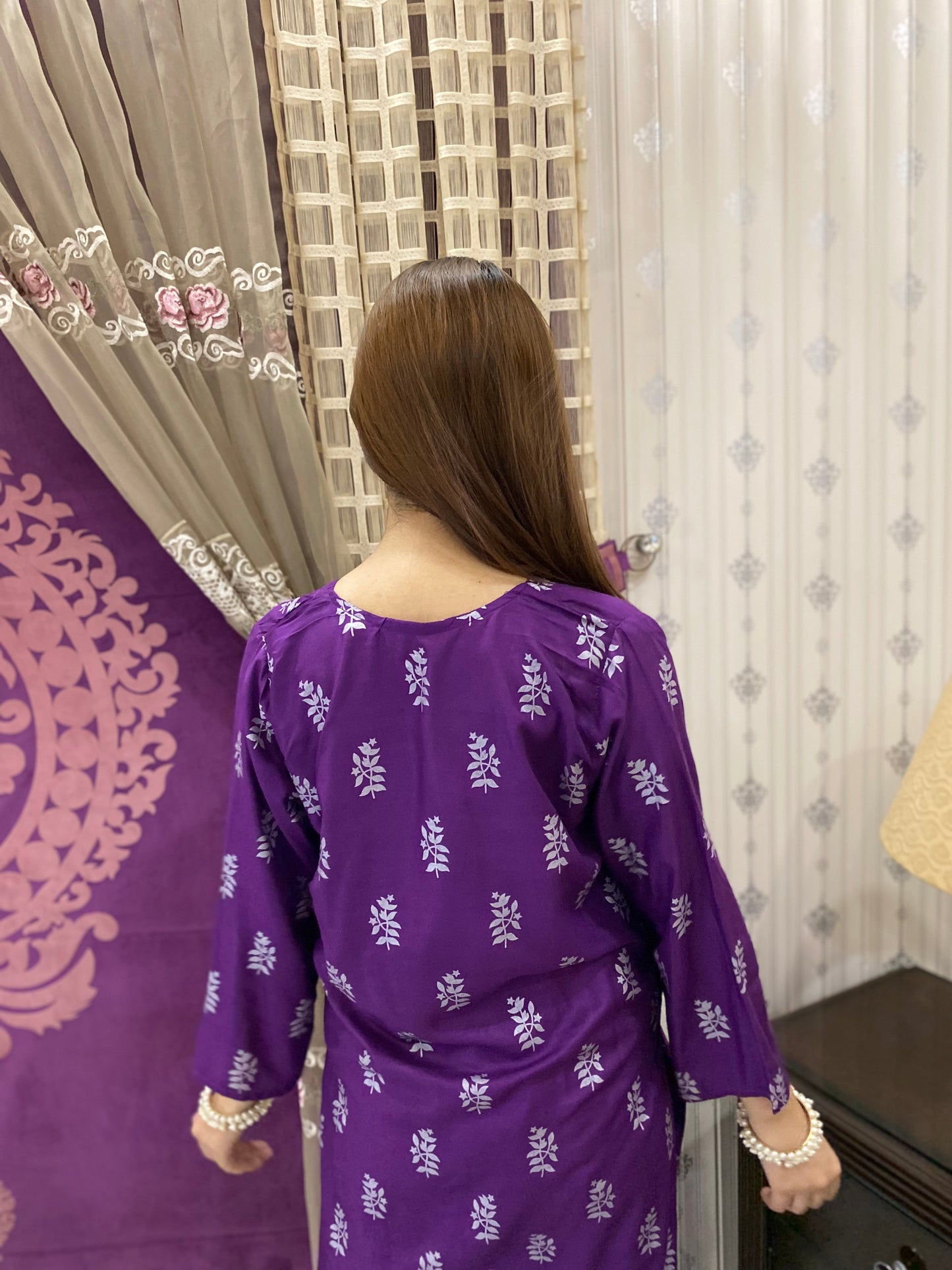 2PC - Purple Block Print Suit