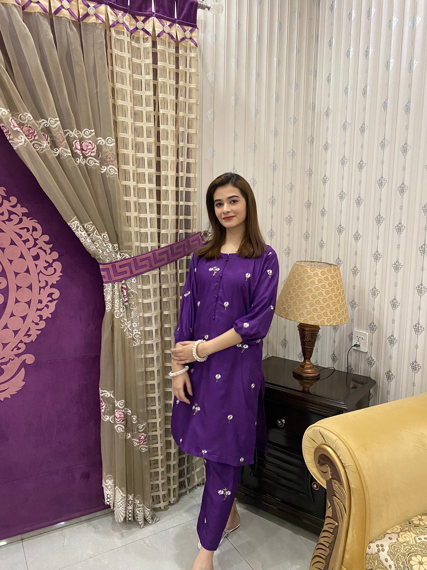 2PC - Purple Embroidered Suit