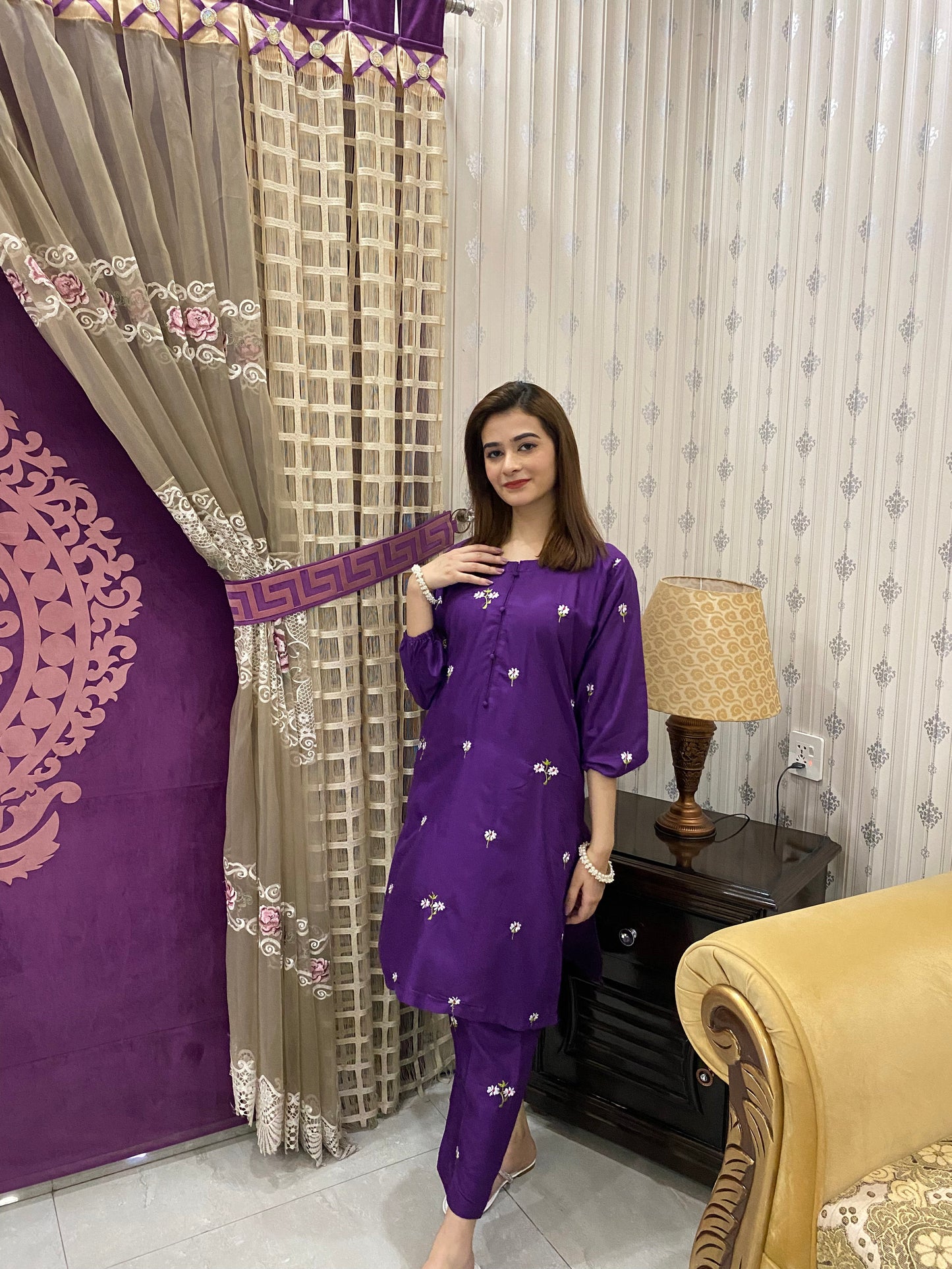 2PC - Purple Embroidered Suit