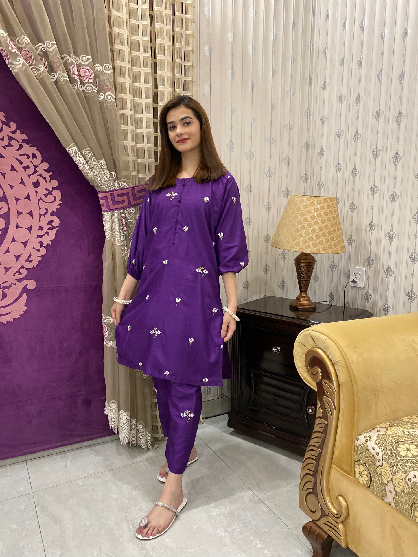 2PC - Purple Embroidered Suit