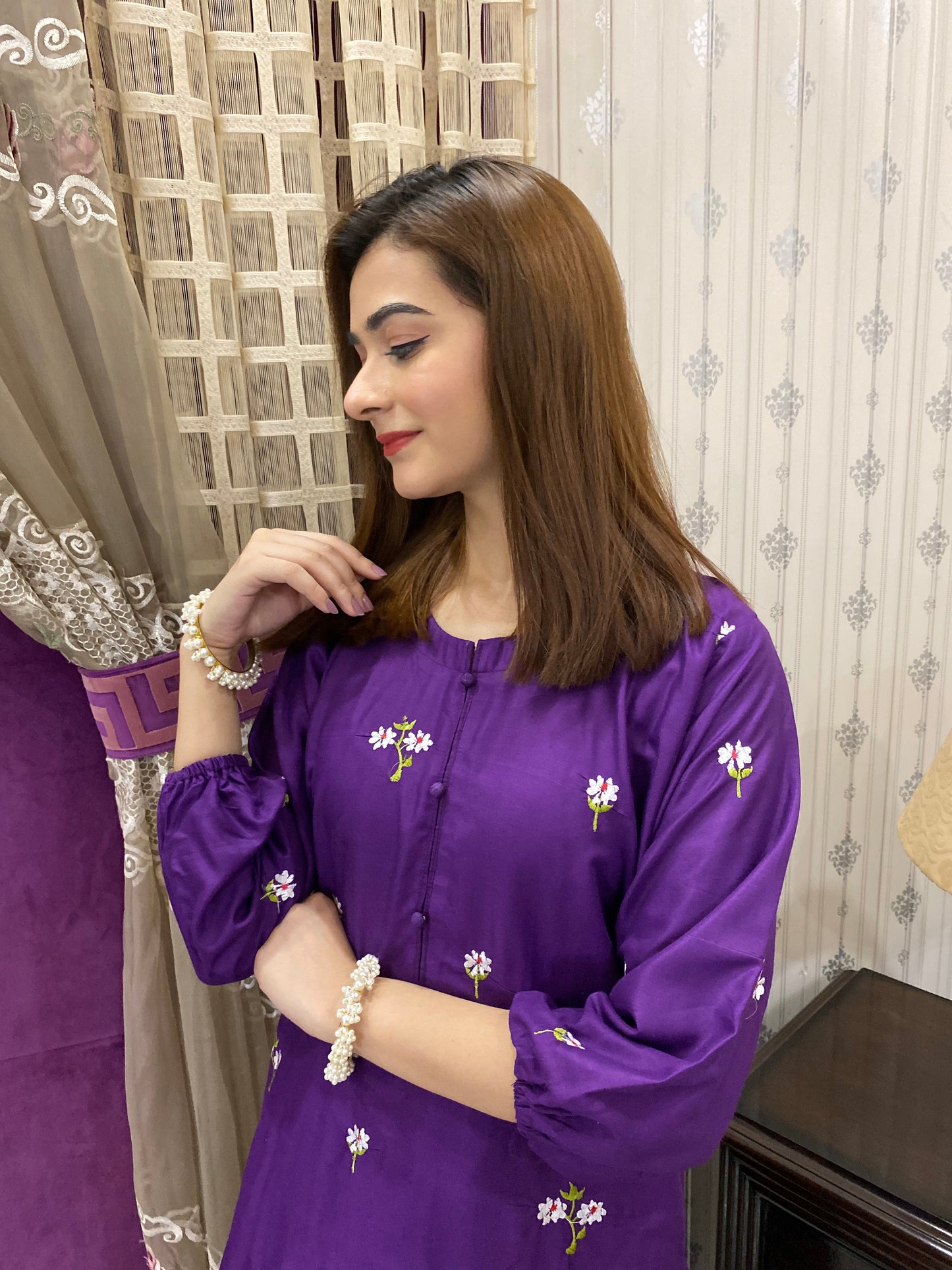 2PC - Purple Embroidered Suit