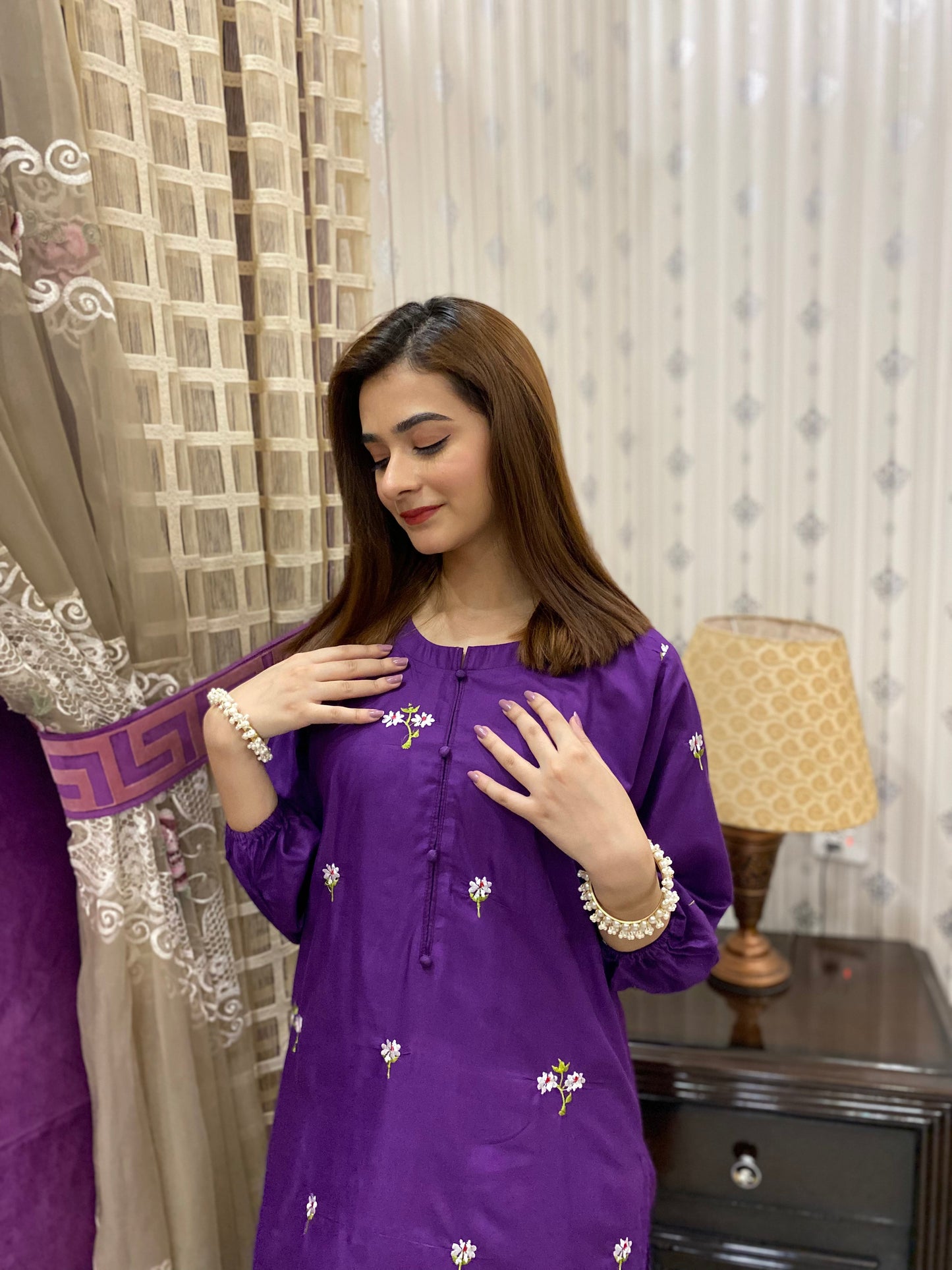 2PC - Purple Embroidered Suit