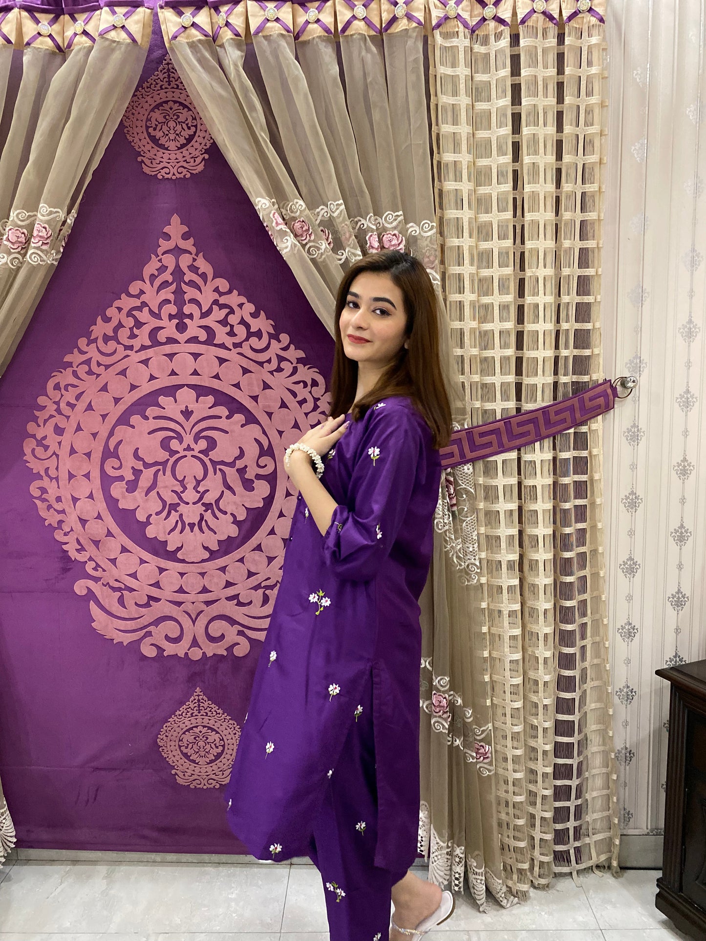 2PC - Purple Embroidered Suit