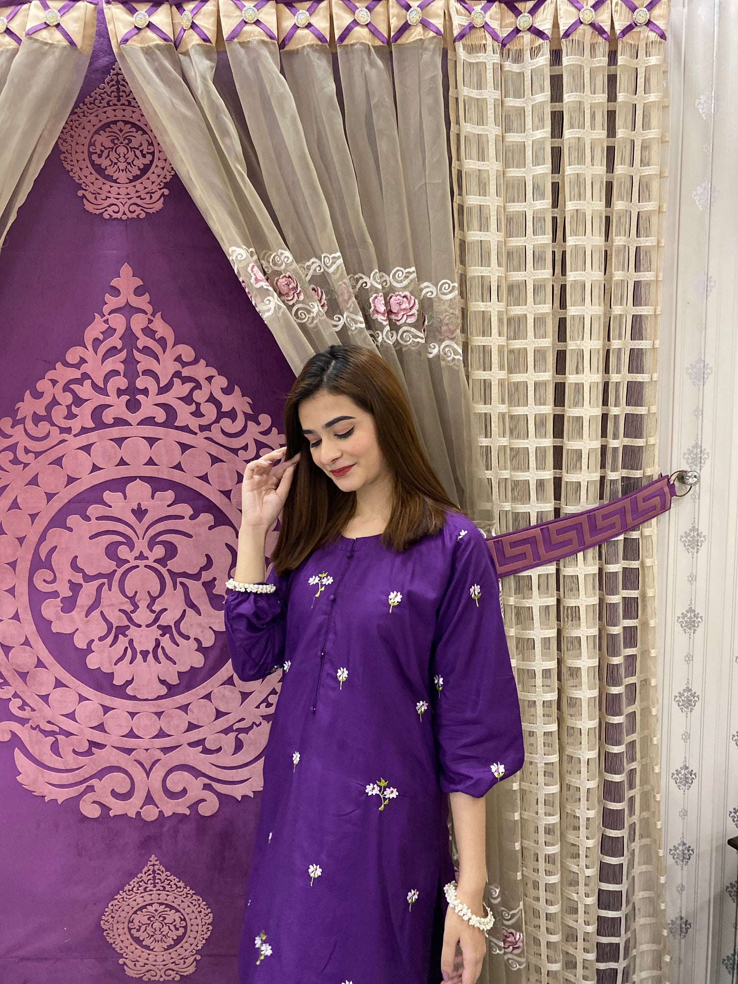 2PC - Purple Embroidered Suit