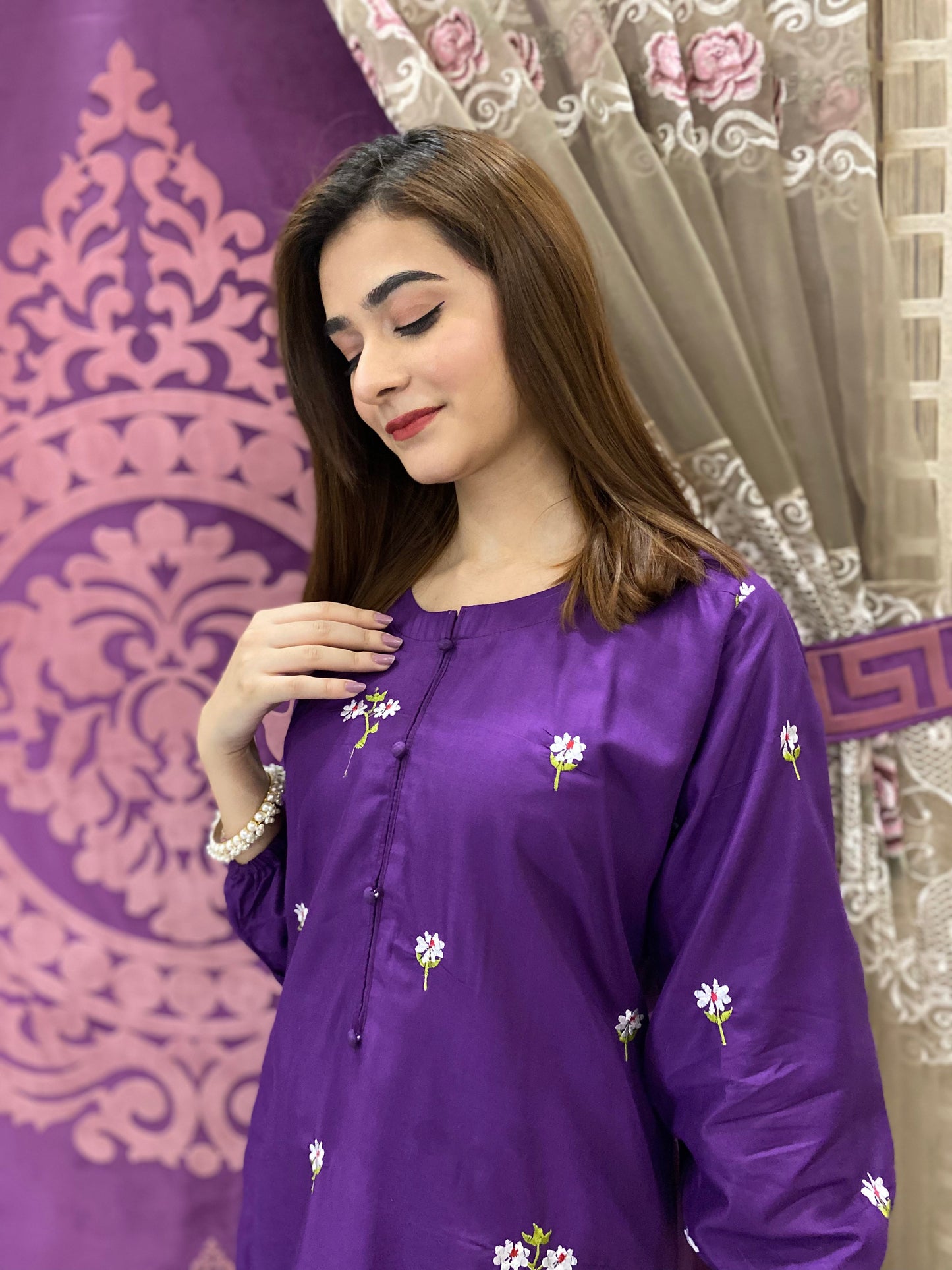 2PC - Purple Embroidered Suit