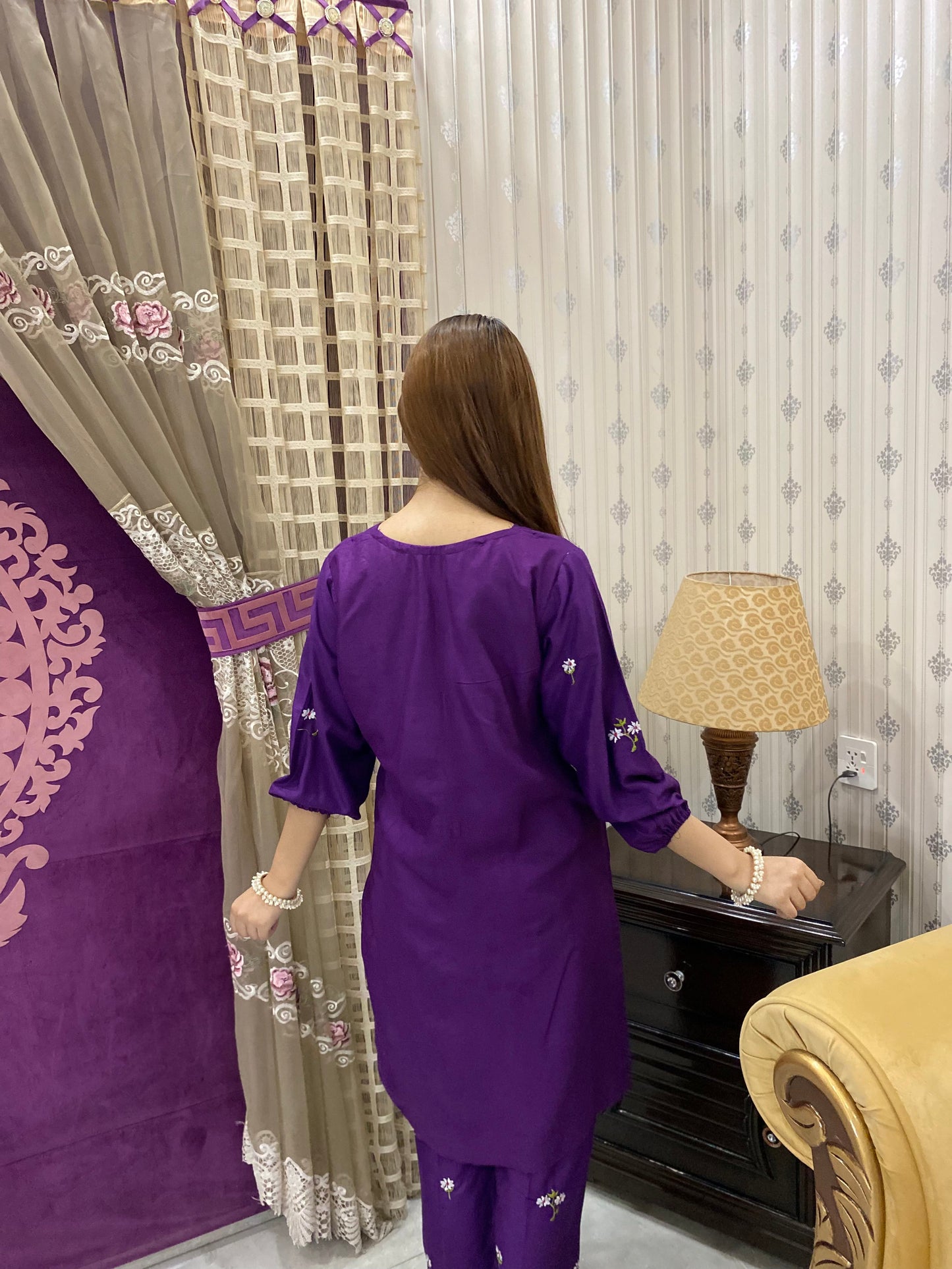 2PC - Purple Embroidered Suit