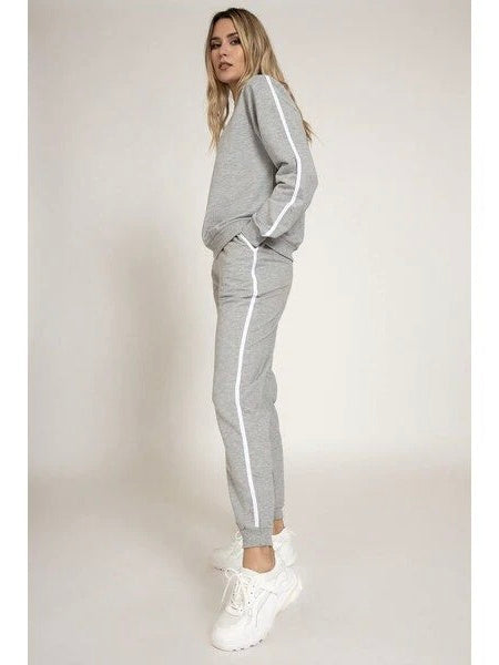 Light Grey Side stripe Sweatshirt & Sweatpants