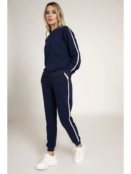 Navy Side stripe Sweatshirt & Sweatpants