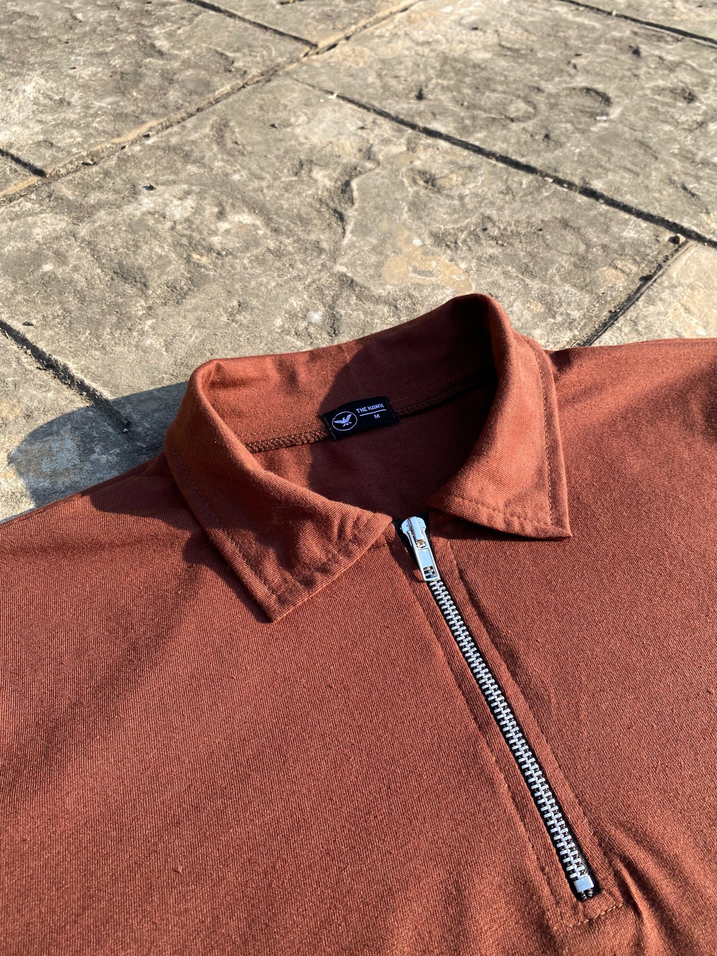 Coffee Brown Zipper Polo Shirt