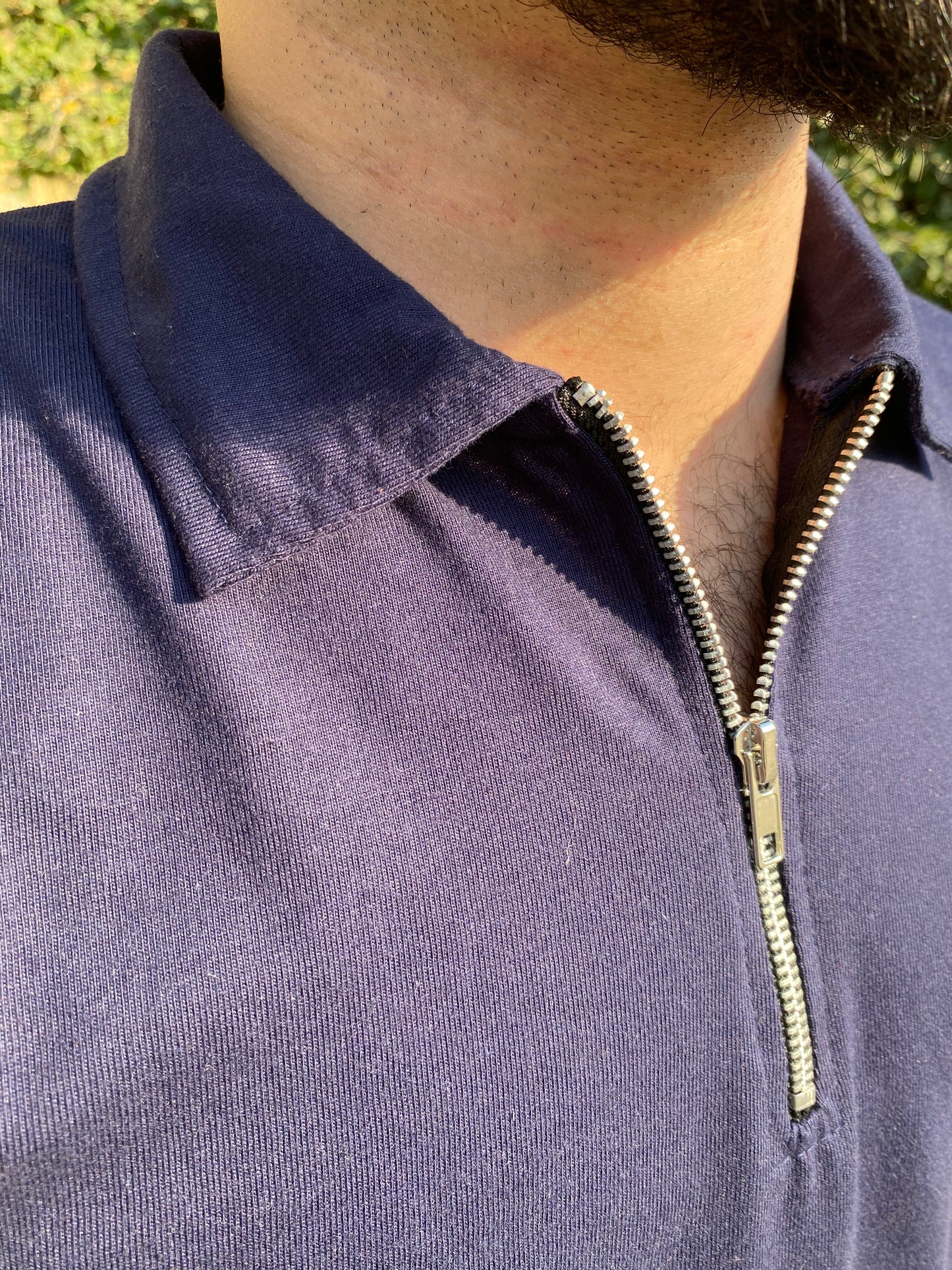 Navy Zipper Polo Shirt