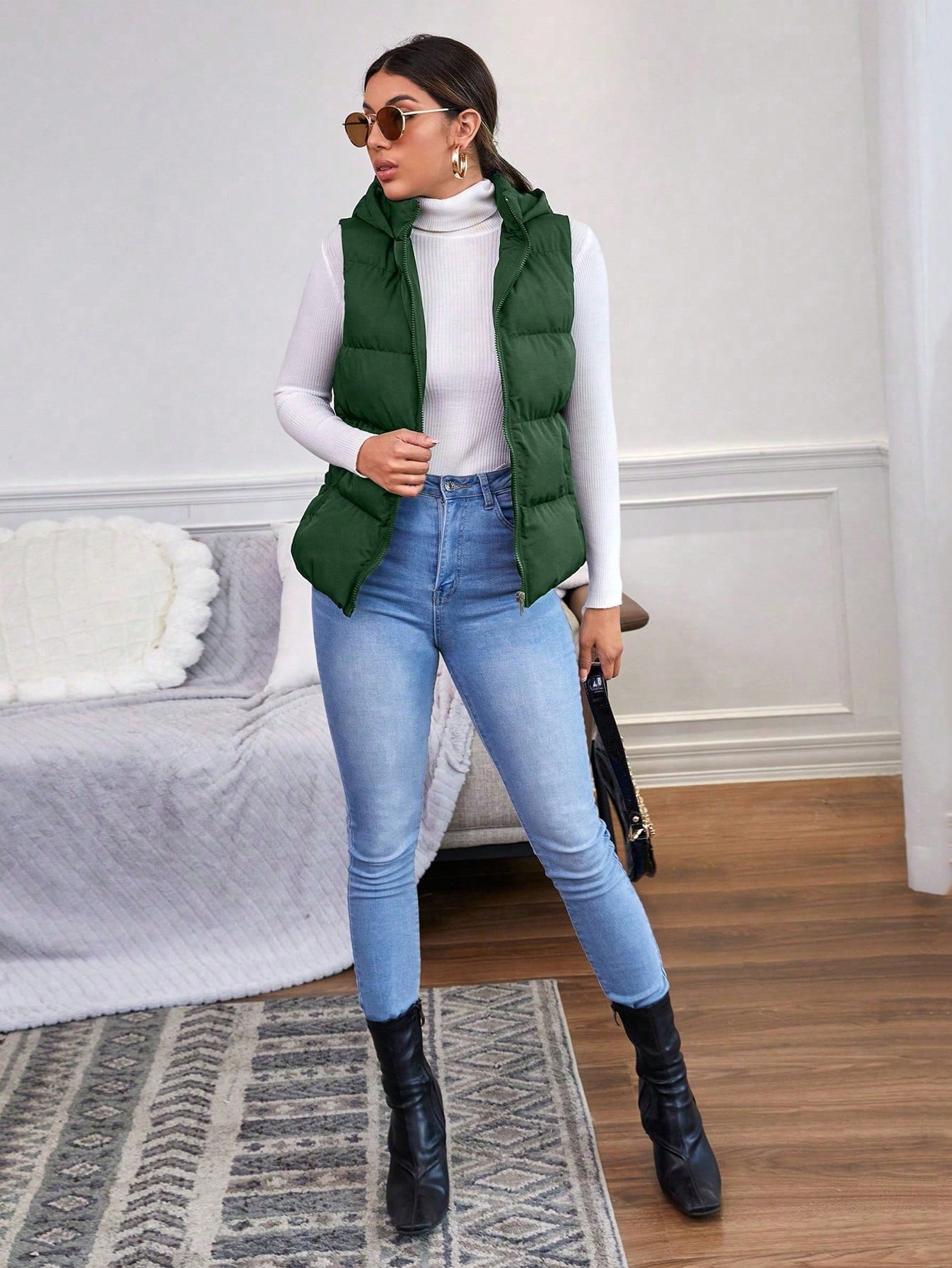 Green Sleeveless Puffer Jacket