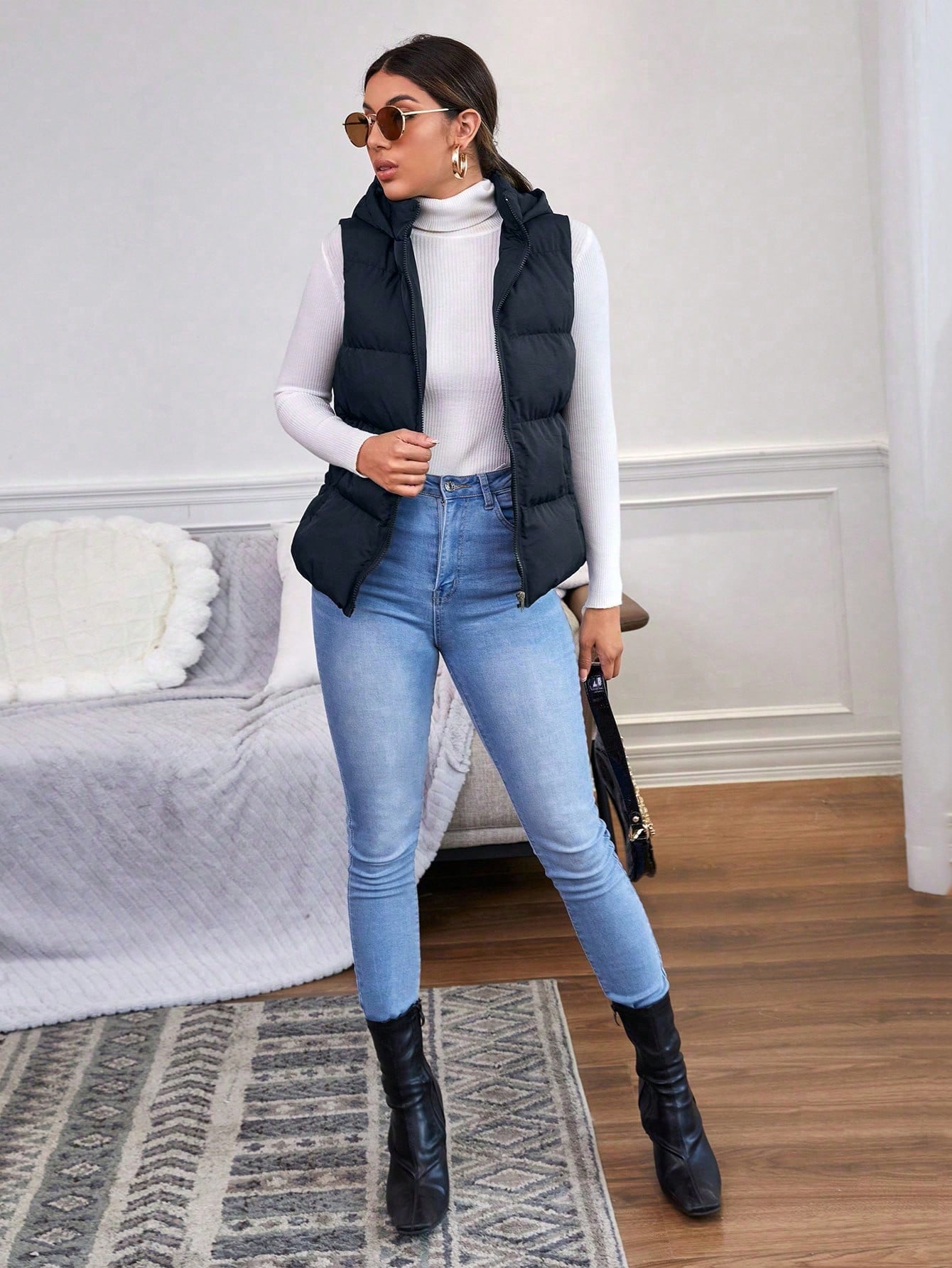 Navy Sleeveless Puffer Jacket