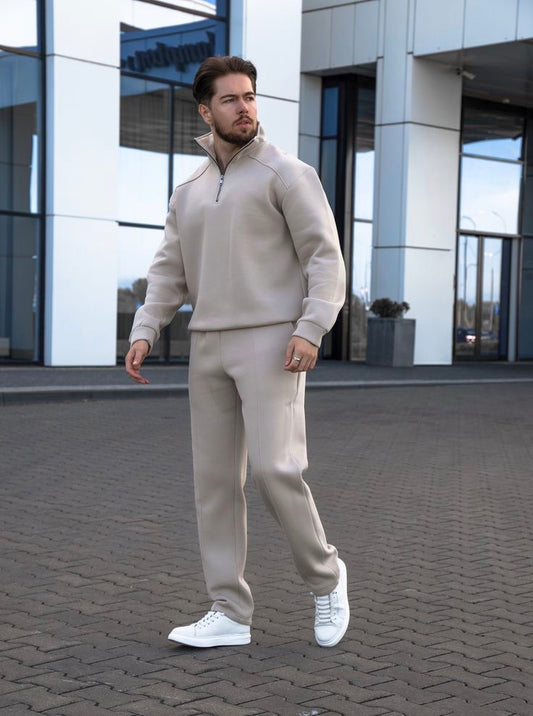 Tan 1/4 Zip Tracksuit