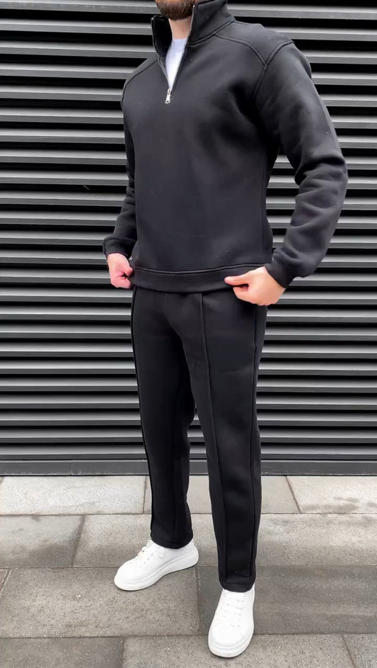 Black 1/4 Zip Tracksuit