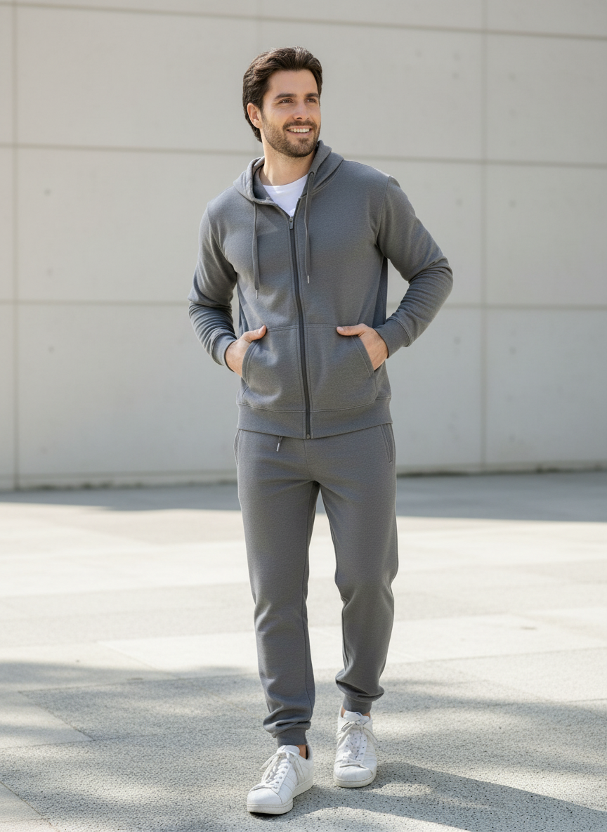 Charcoal Zipper Hoodie & Sweatpants