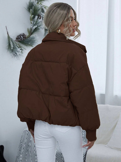 Women's Coffee Brown Thermal Oversized Puffer Jacket