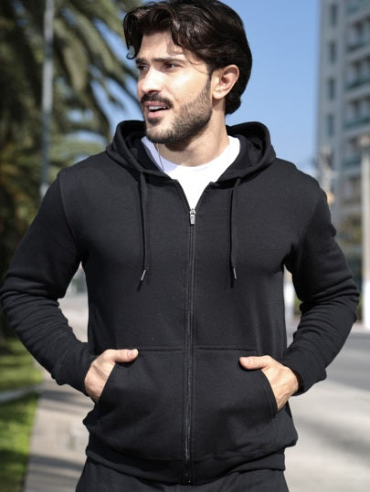 Black Full Zipper Hoodie