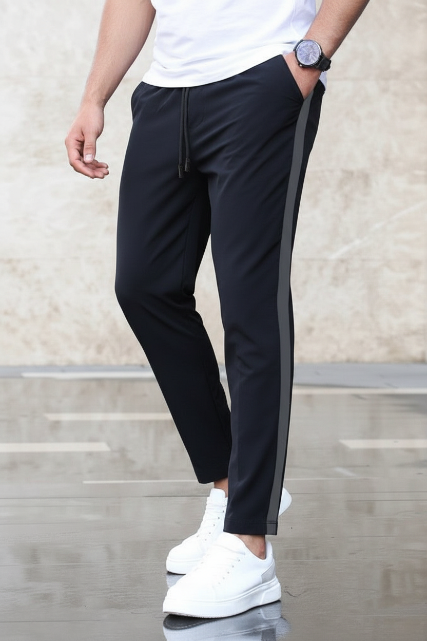 Grey Side Stripe Trousers