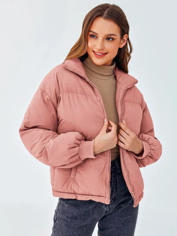 Women's Light Pink Thermal Oversized Puffer Jacket