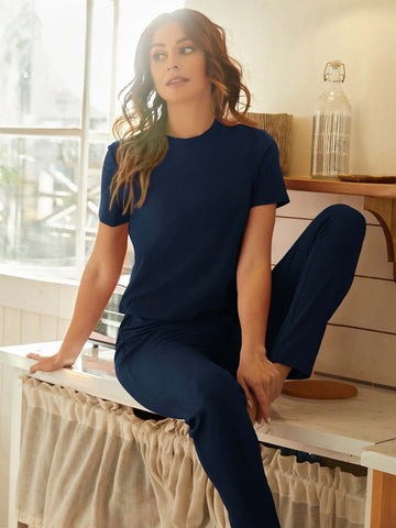 Navy Cuff Hem Co-Ord