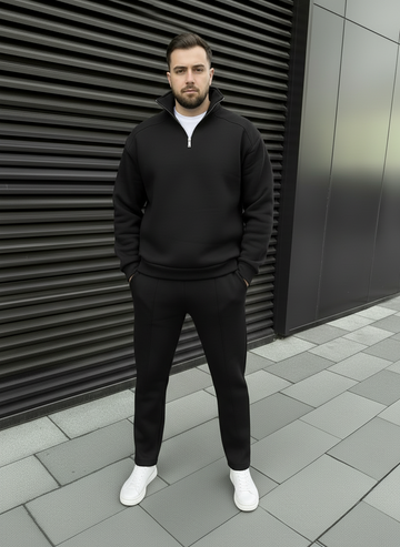 Black 1/4 Zip Tracksuit