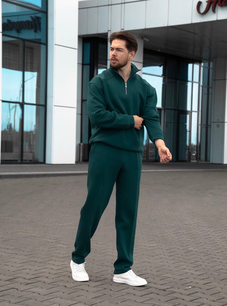 Dark Green 1/4 Zip Tracksuit