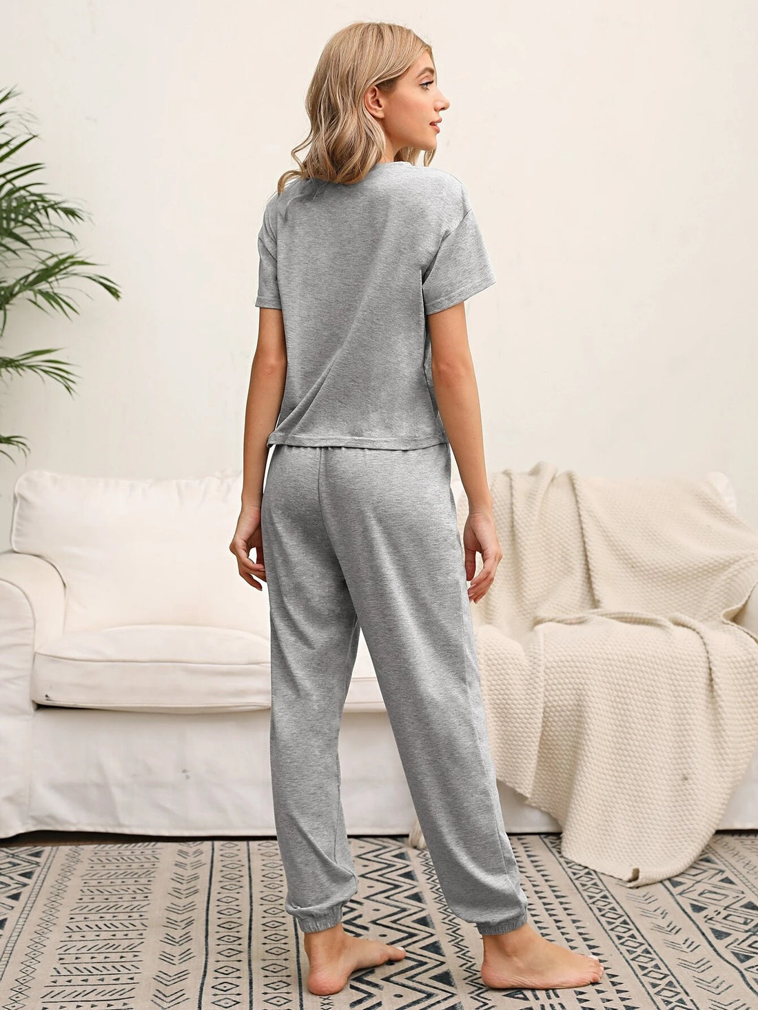 Grey Elastic Cuff Co-Ord