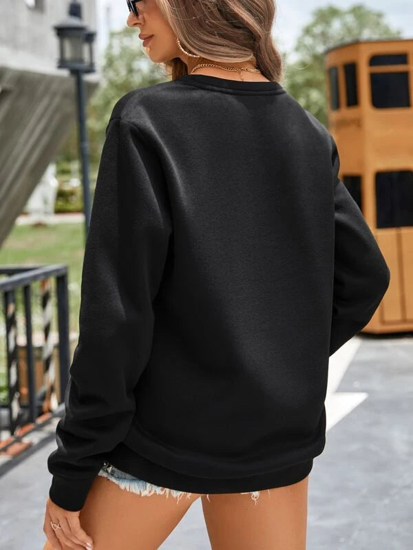 Women's Black Plain Pullover